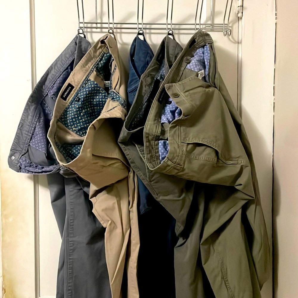 5 pairs of used bonobos stretch washed chinos.